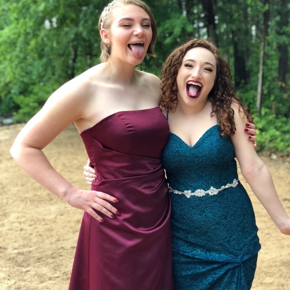 David’s Bridal Burgundy Prom Dress - Picture 3 of 4